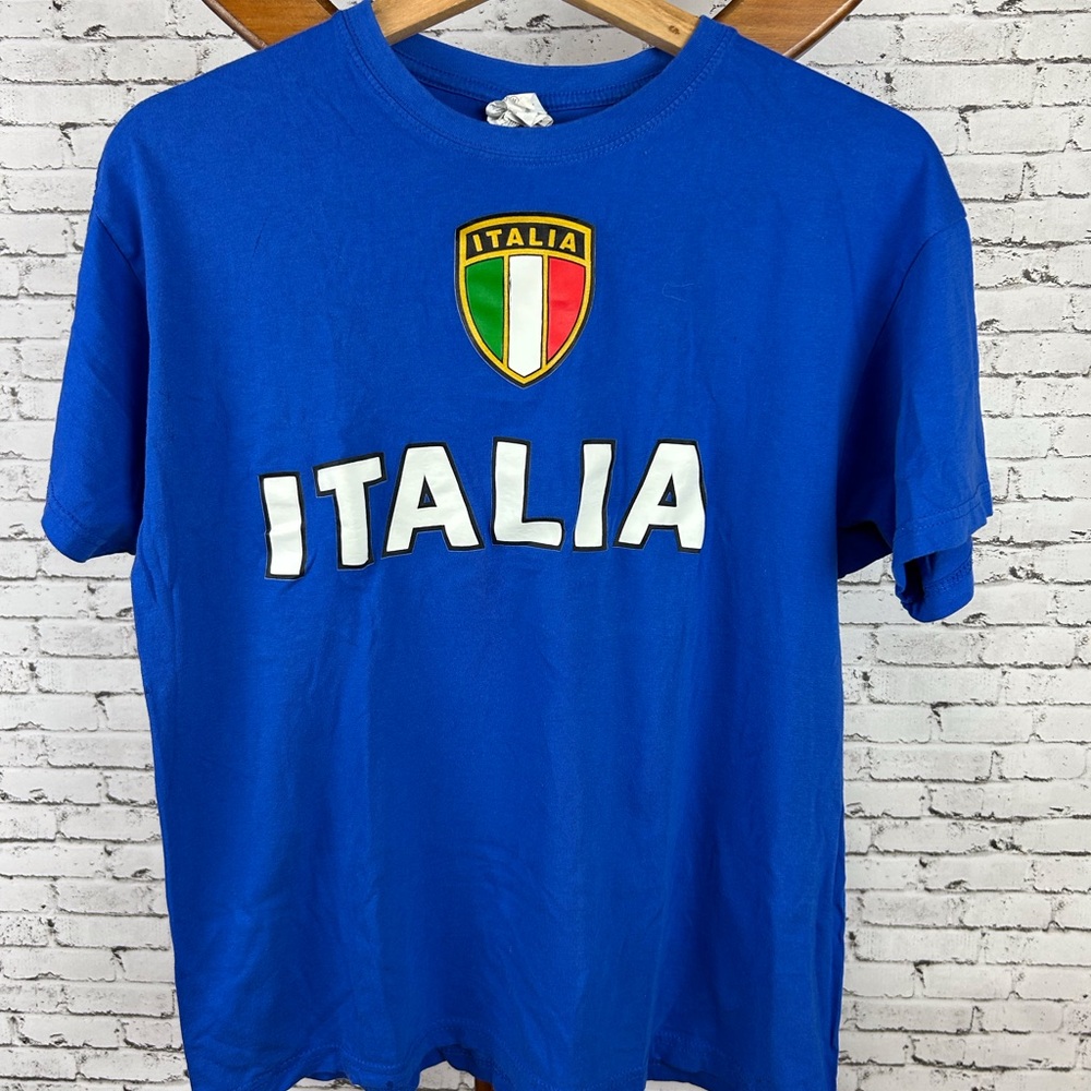 Italia Blue T-Shirt with Shield Logo Shirt Sleeve Tee size M